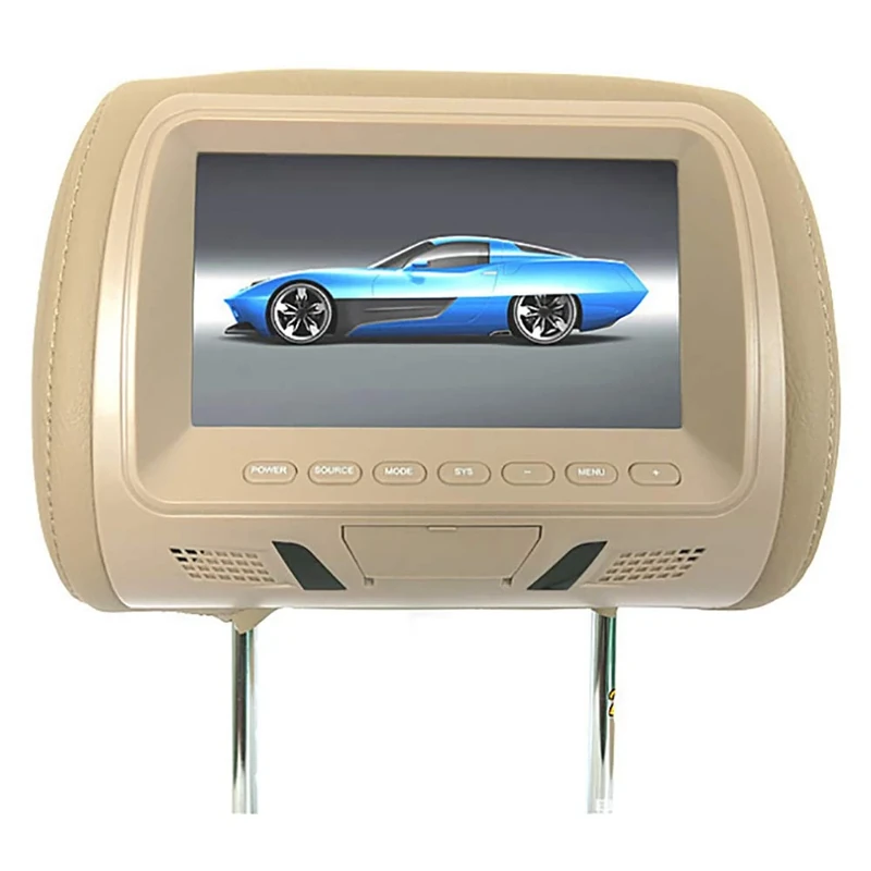Gemini_mall Universal 7 Inch Car Headrest Monitor Rear Seat Entertainment Multi-media Player for DVD Player and Video Games Beige