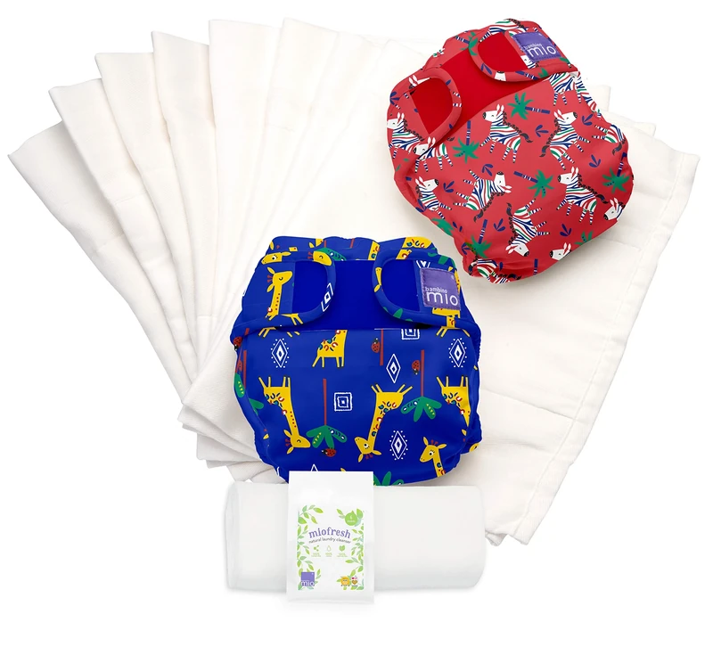 Bambino Mio, miosoft reusable nappy set, safari celebration a, size 2 (9kgs+)