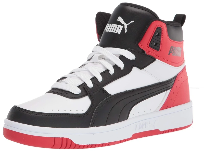 PUMA Unisex-Adult Rebound Joy, Joy White-Black-high Risk Red, 4