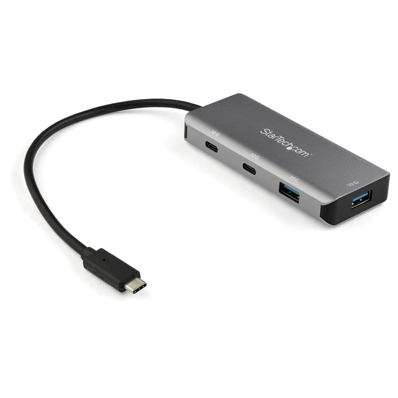 StarTech.com 4 Port USB C Hub w/ 2x USB A & 2x USB C - SuperSpeed 10Gbps USB Type-C 3.1/3.2 Gen 2 Hub - USB Bus Powered - Portable USB-C to USB Adapter Hub - Aluminum - 9.8" (25cm) Cable (HB31C2A2CB)