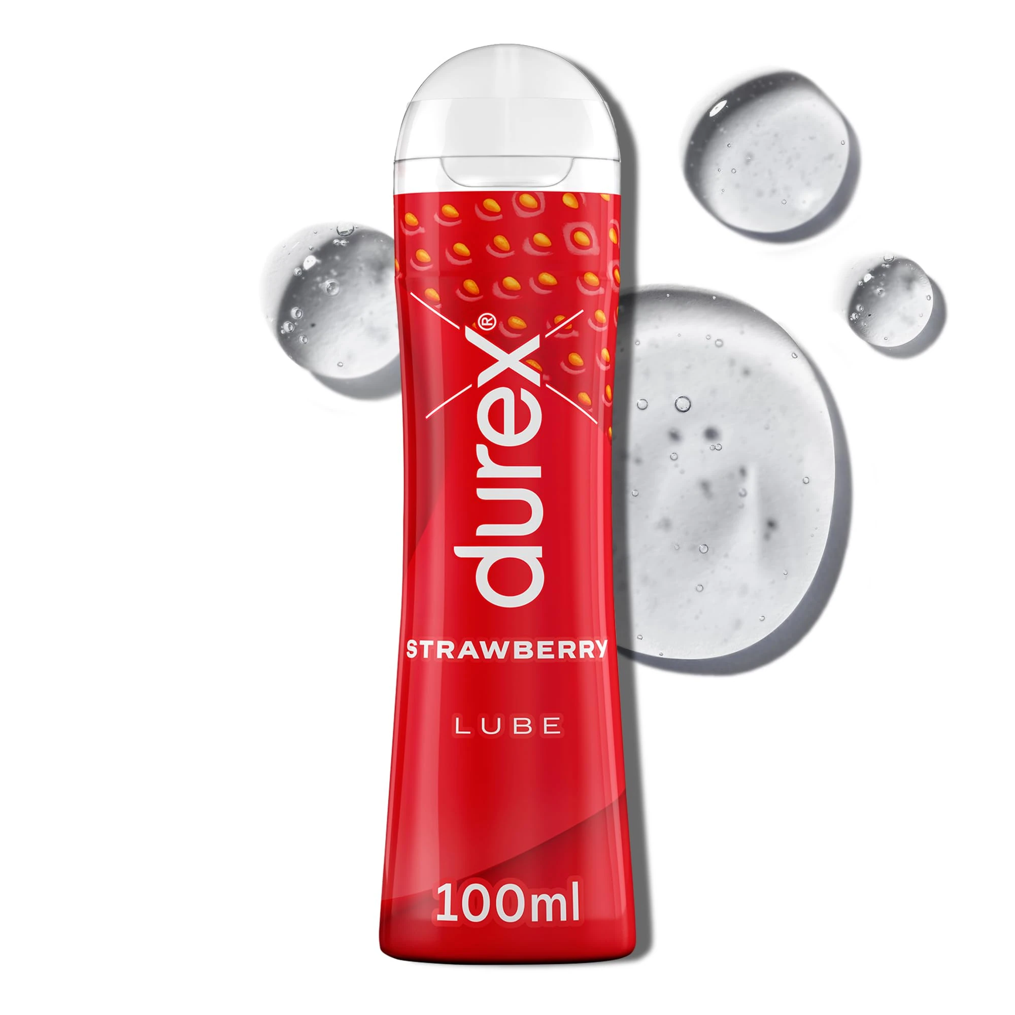 Durex Strawberry Flavoured Lube, 100ml, Water Based Lube, Gluten Free, Condom & Tou Compatible, Non Sticky, Non Staining, Quality Ingredients, Lubricant