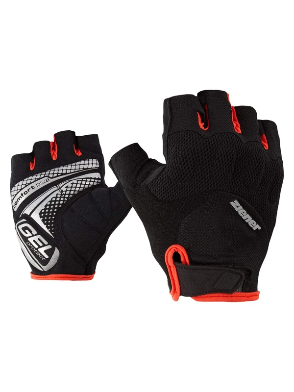 Ziener Men's Colit Cycling Mountain Bike Cycling Gloves Short Finger Breathable Cushioning Non-Slip Black Grenadine 6.5