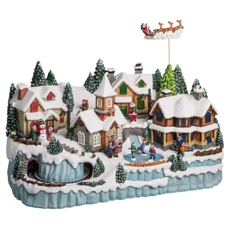 FEERIC LIGHTS & CHRISTMAS - Christmas Village Train & Reindeer/Musical 45 LEDs + Transfo - Image 1
