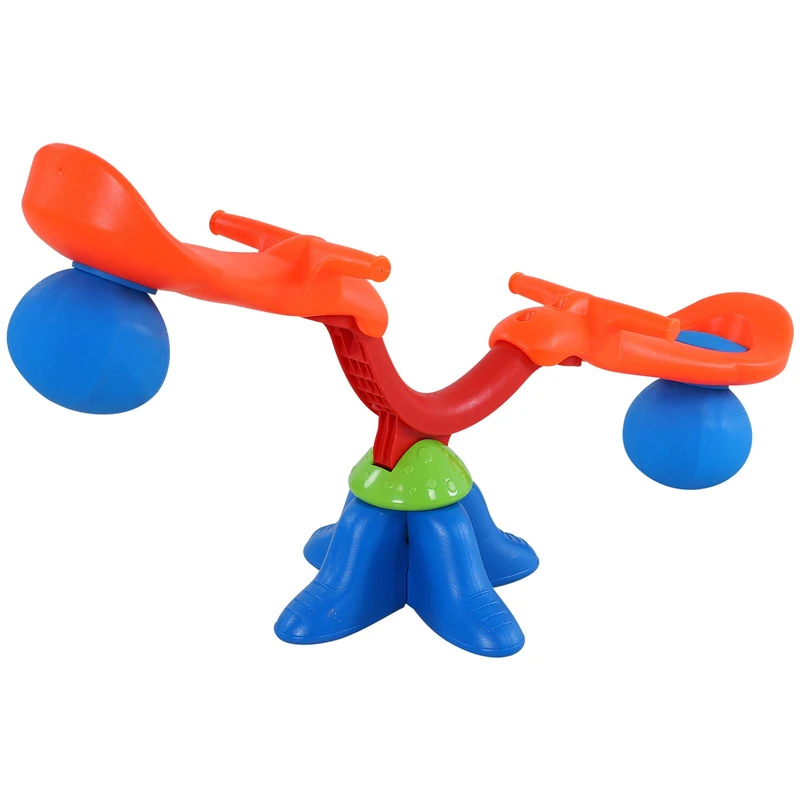 Kids Spinning Seesaw 360 degrees Rotation Swivel Teeter Totter Playground Equipment Children Indoor Outdoor Party Toy - Orange and Blue - Image 1