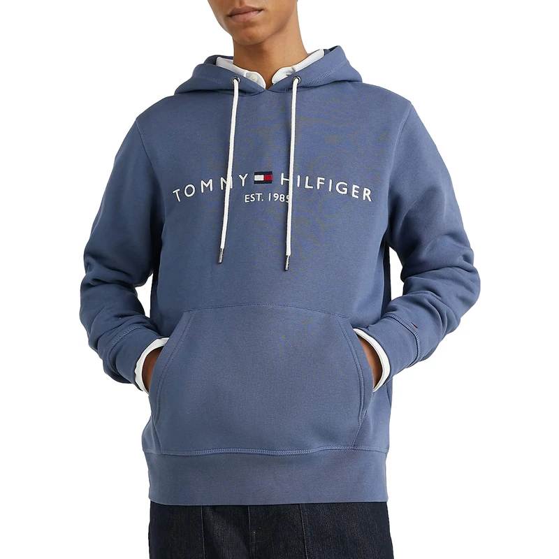 Tommy Hilfiger Men Tommy Logo Hoodie, Blue (Faded Indigo), S