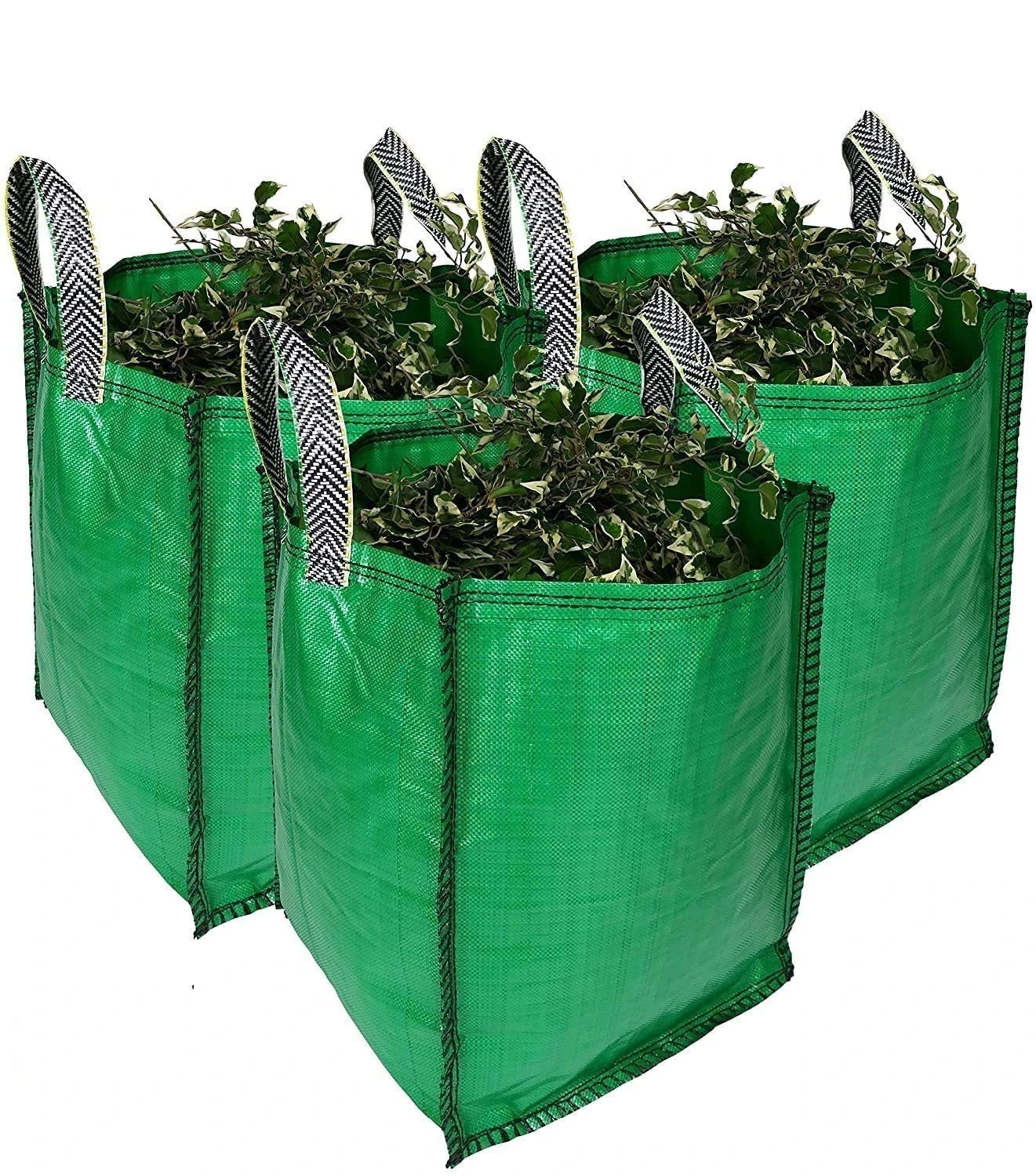 Garden Waste Bags - 120 Litre - 1 to 5 Sacks - PREMIUM GRADE - Industrial Fabric and Handles - Heavy Duty Garden/Green Waste Sacks (3 sacks)