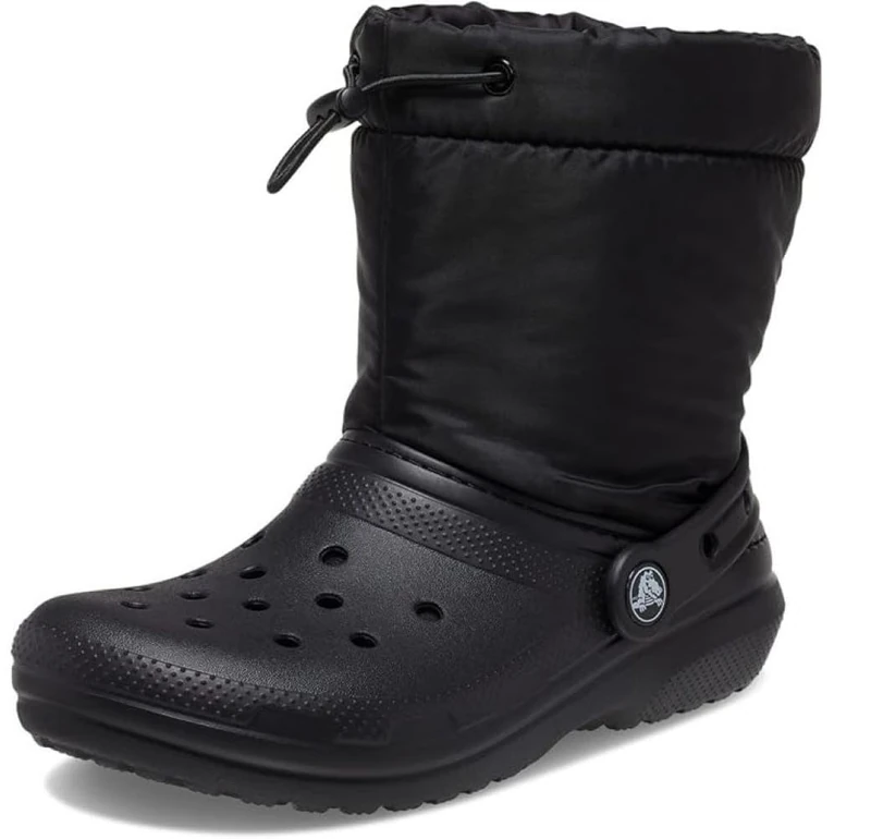 Crocs, Classic Lined Neo Puff Boot, Unisex, 3, Black/Black