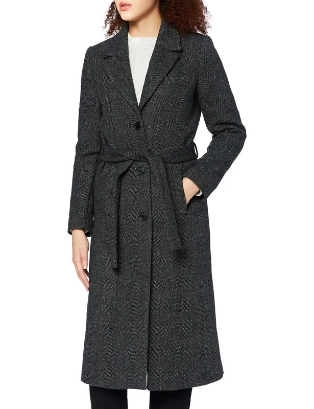 Naf Naf Women's Alice M1 Down Coat, GRIS Anthracite, 42