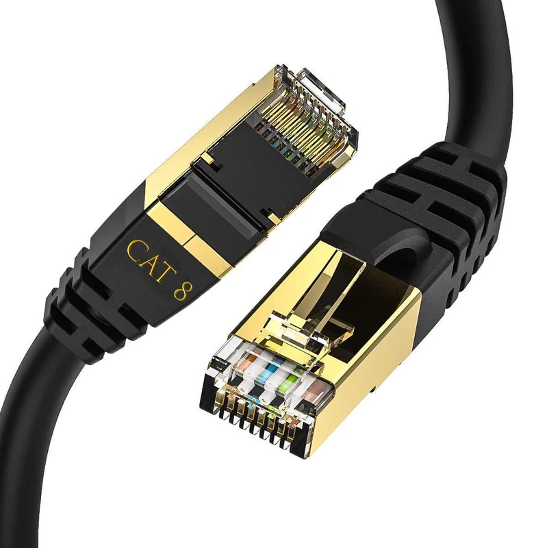 IBRA CAT8/CAT7 Ethernet Gigabit Lan network cable (RJ45) SSTP 40Gbps 2000Mhz - Round Black 3M