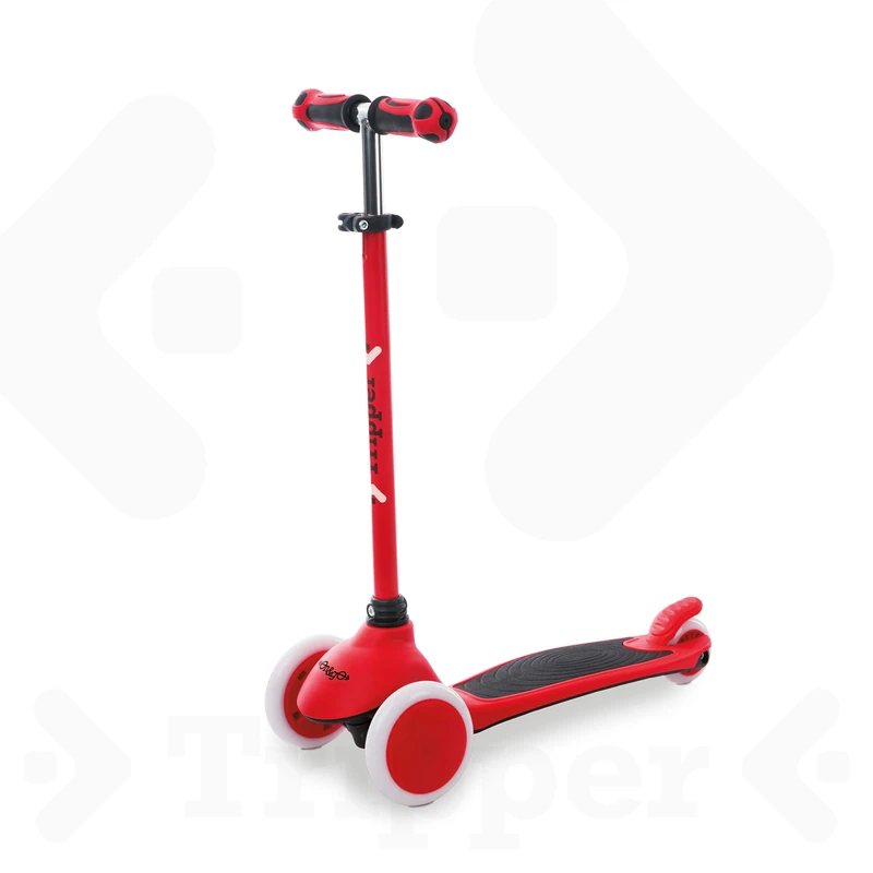 Mondo On&Go Tripper 3-Wheel Scooter, PU Wheels and TPR Handlebar Grips, Rear Safety Brake, Red