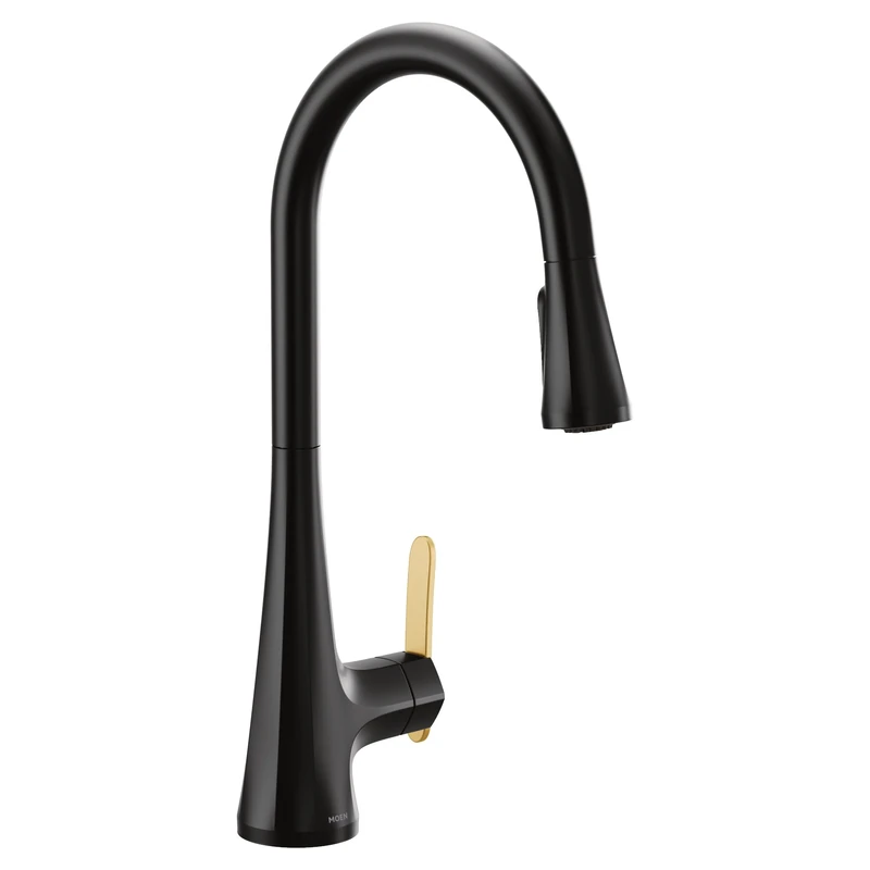 Moen S7235BL Sinema One-Handle High Arc Pulldown Kitchen Faucet Featuring Power Boost and Reflex, Matte Black