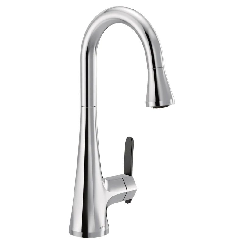 Moen S6235 Sinema One-Handle High Arc Pulldown Bar Faucet, Chrome Bathroom Fixtures