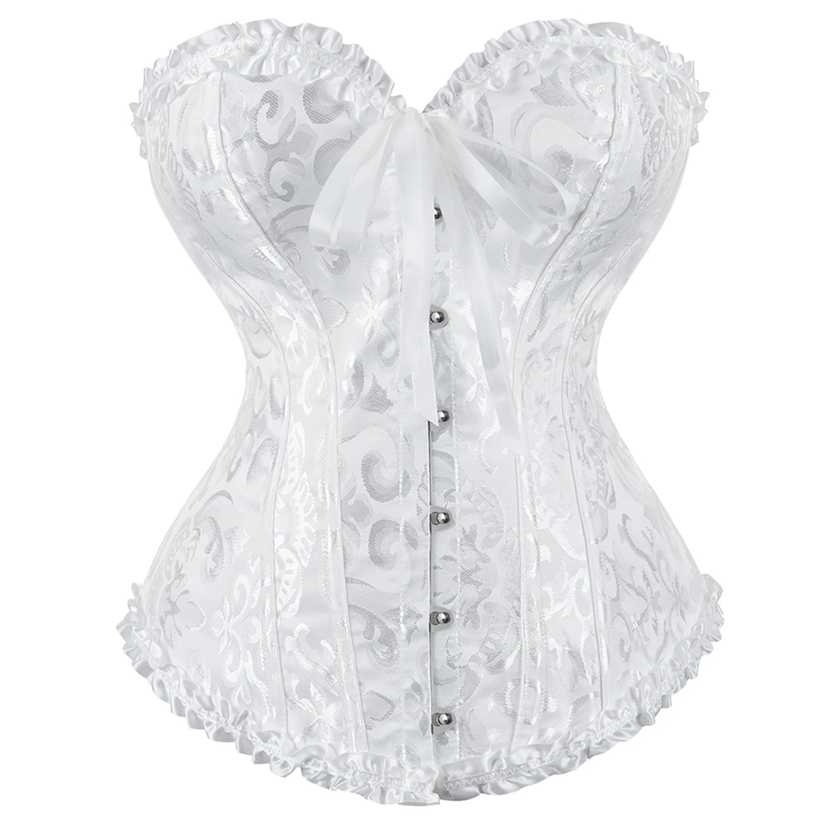Zhitunemi Renaissance Corset Tops For Women: White Corsets Plus Size Halloween Costumes - Ren Faire For Renaissance Festival, White, Large