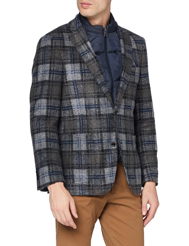 Bugatti Men's 698228-69239 Business Casual Blazer, Dark Gray, 50