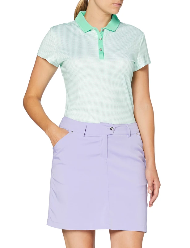 Footjoy Women's Cap Sleeve Micro Interlock Dot Print Shirt Polo, Women, Green, L