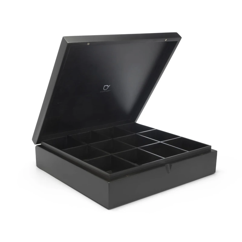 Bredemeijer Tea Box 12 Compartments Bamboo Without Window, Black
