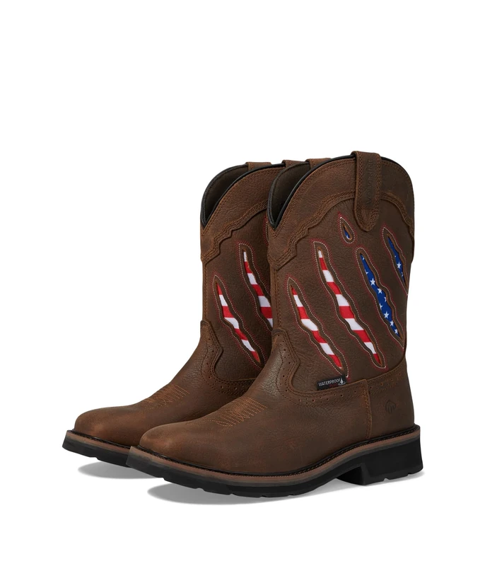 Wolverine Rancher Claw Steel Toe Wellington Boot - Brown/Flag Size 10