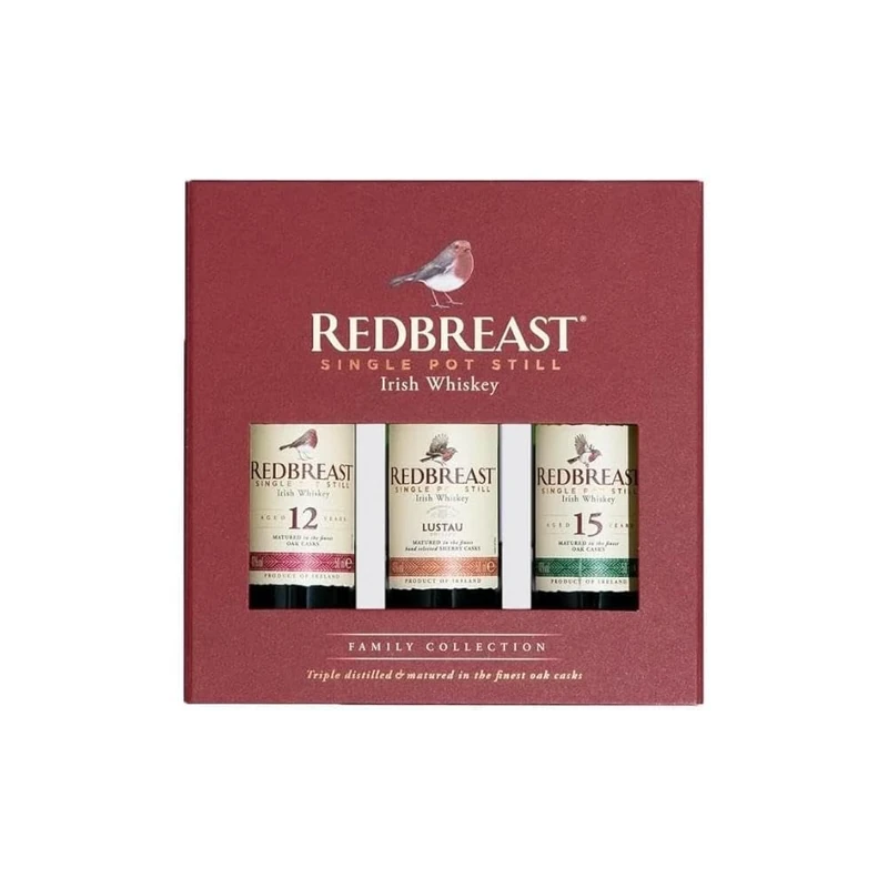 Redbreast Irish Whiskey 3x5cl Miniatures Gift Set Collection - 12 Year Old, 15 Year Old & Lustau Edition Whiskey, Gold Medal Winning Single Pot Still Irish Whiskey, Gift Set For Special Occasions
