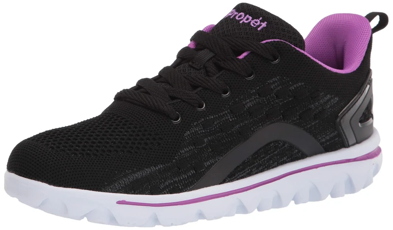 Propét Women's TravelActiv Axial Sneaker, Black/Purple, 7.5 UK