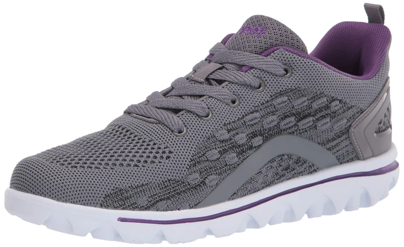 Propét Women's TravelActiv Axial Sneaker, Grey/Purple, 6.5 UK