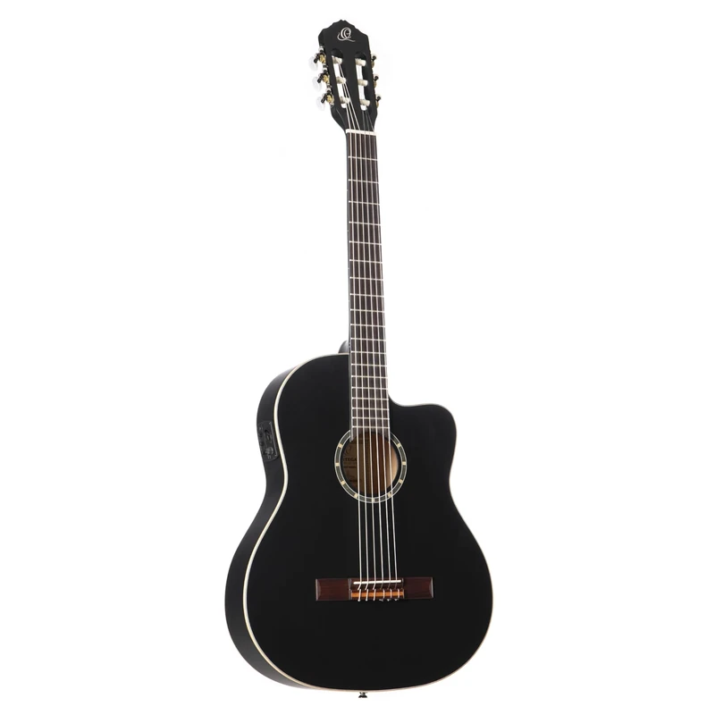 Ortega Guitars Classical Guitar Electro-Acoustic – 4/4, Slim Neck – Family Series – Including Gig Bag – Spruce, Mahogany, Black (RCE125SN-SBK)