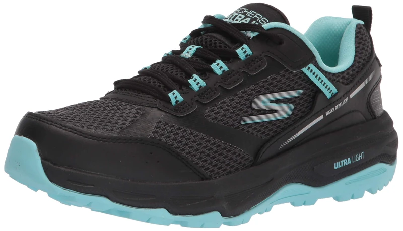 Skechers Women's Go Run Trail Altitude Sneaker, Black Aqua, 3 UK