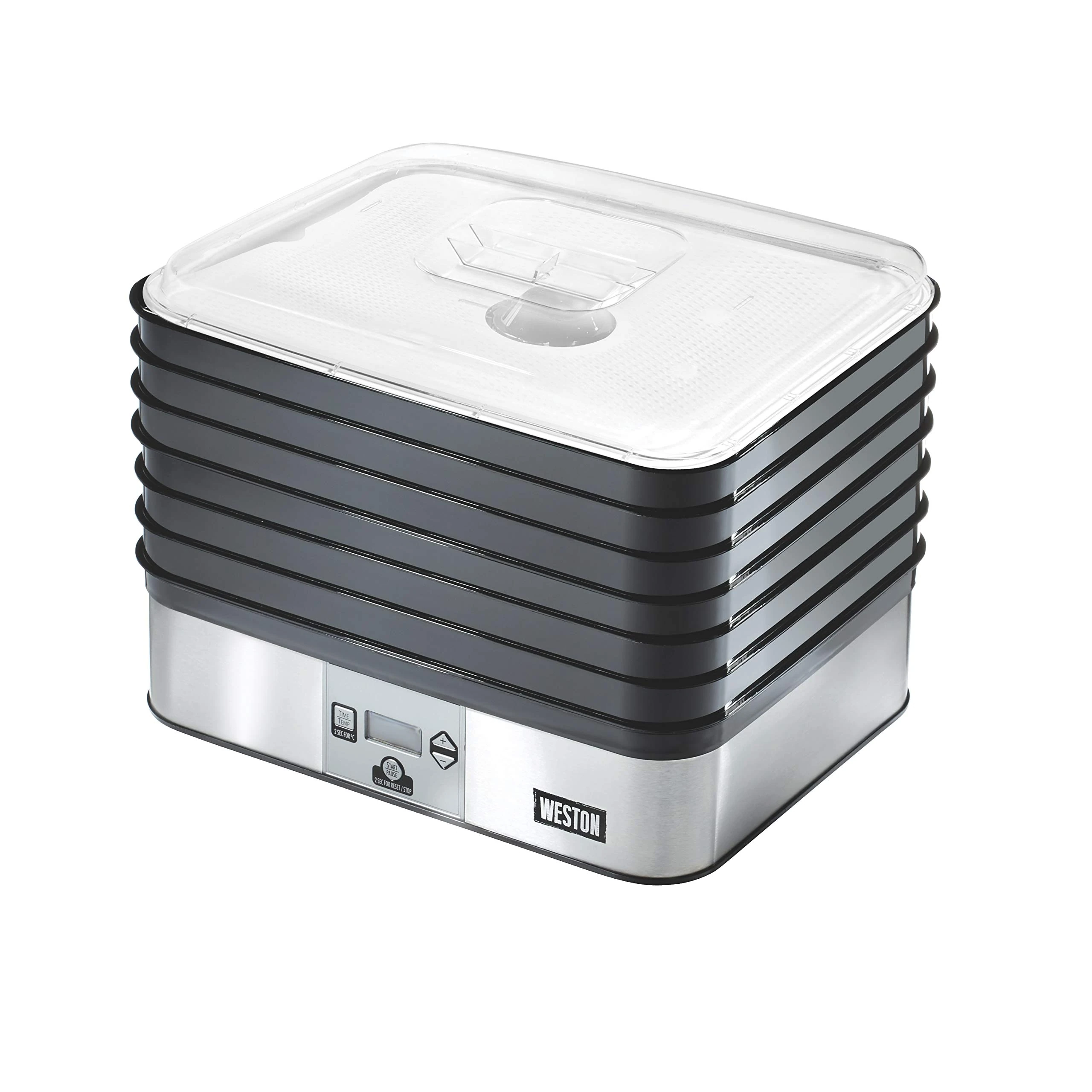 Weston Digital Plus Food Dehydrator for Fruit and Jerky, Vegetables and More, 6 Trays (7.4 sq. ft.), Adjustable Temperature, Black (75-0450-W)