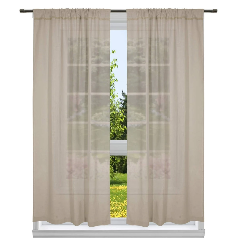 Home Maison Solid Window Curtain Set, Taupe, 40x84