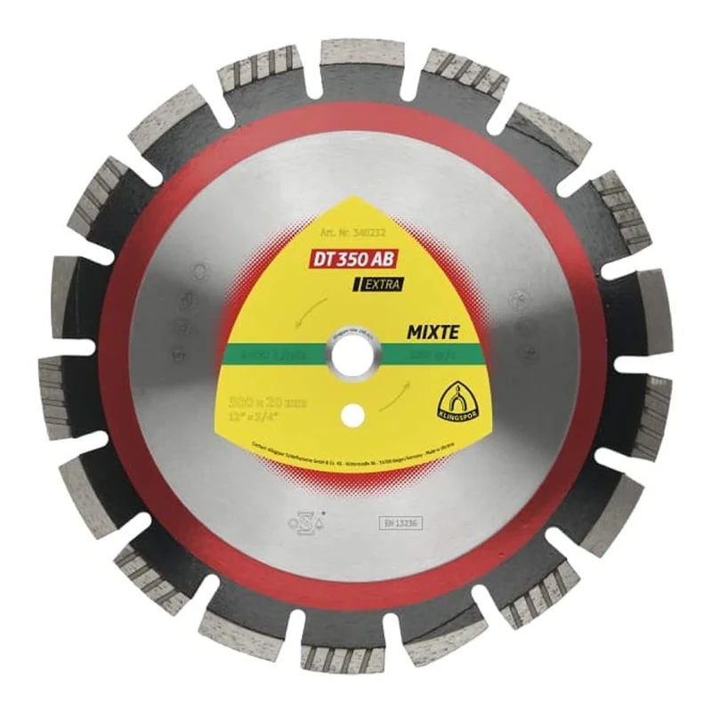 Klingspor 340232 DT 350 AB Extra Large Diamond Cutting Discs for Asphalt/Concrete, 300 mm Diameter, 20 mm Drilling