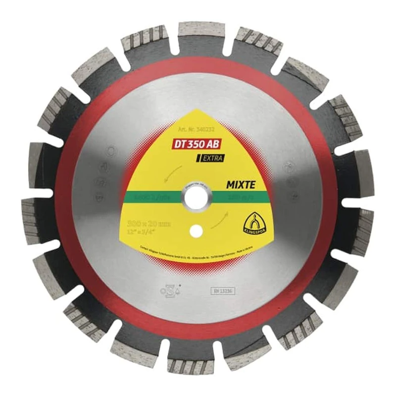 Klingspor 340240 DT 350 AB Extra Large Diamond Cutting Discs for Asphalt/Concrete, 350 mm Diameter, 25.4 mm Drilling
