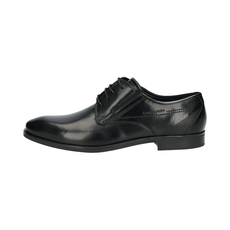 Bugatti Derby Shoes Hand Finish Leather Business Low Shoe with Perforated Upper Pattern, Black 1, 48 EU