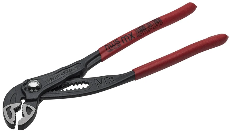 NWS Water Pump Pliers MX 400 mm Optimal Jaw Geometry with Self-Clamping Teeth for Secure Gripping Handles Coated with Plastic Forged, Oil-Hardened