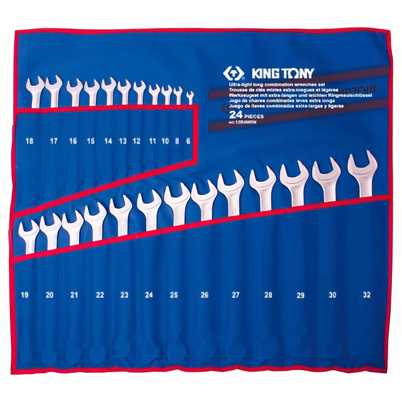 King Tony 12B4MRN Estuche De Wrenchs Combinadas Larga Ultra Ligera for DIYers & Professionals, Designed for Repair and Installation tasks, 24 Pieces