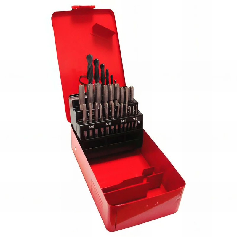 King Tony 11328SQ Sets De Machos De Roscar Y Drill Bits M3-m12, 2.5mm-10.2mm for DIYers & Professionals, Built for Drilling and Material Removal, 2.5mm, 10.2mm, 28 Pieces - Image 1