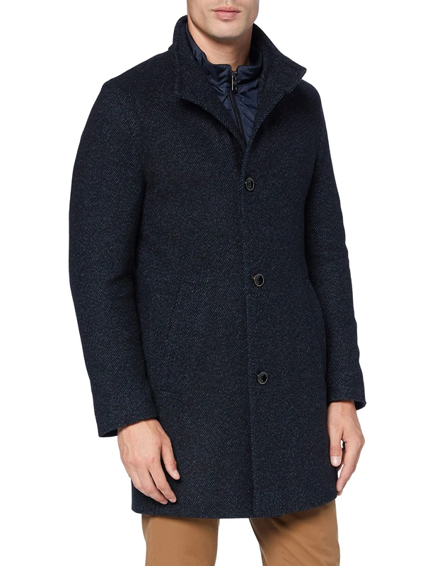 Bugatti Men's 621428-64428 Wool Coat, Marine, 34