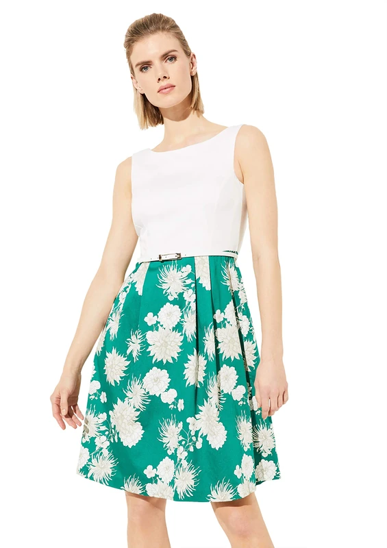 comma Women's 8E.095.82.5636 Dress, Green (76v8 Green Flower), 16 UK