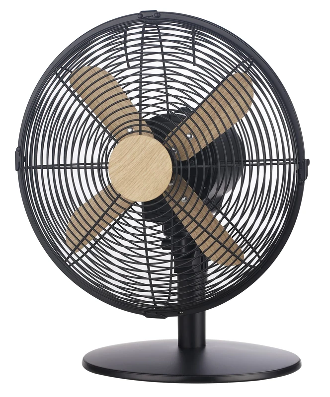 Russell Hobbs RHMDF1201WDB 12" Scandi Electric Desk Fan, 3 Speed Settings, Oscillating Fan & Adjustable Tilt, 45W, Black and Wood Effect