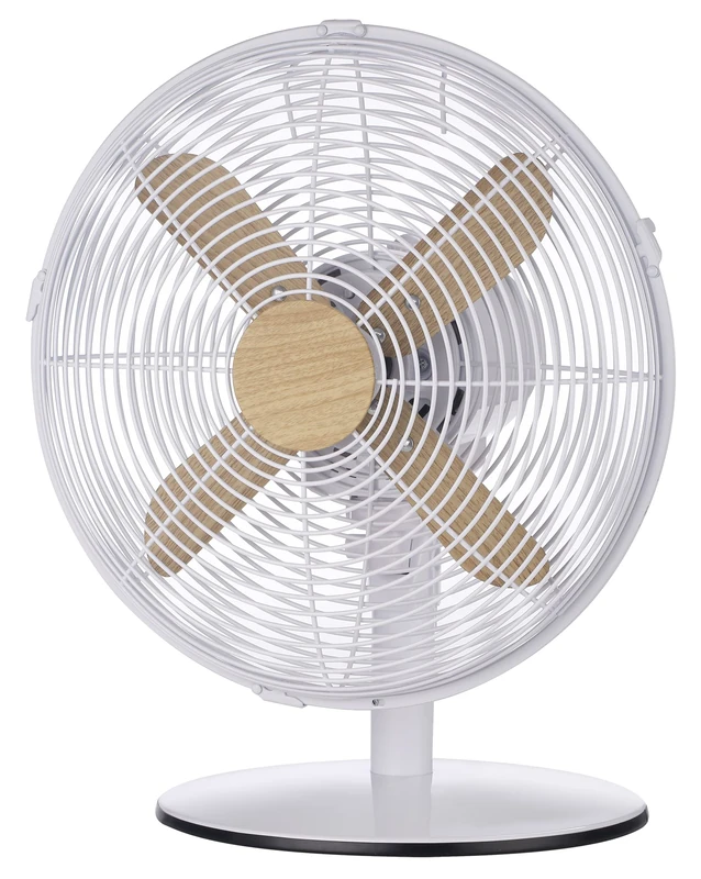 Russell Hobbs RHMDF1201WDW 12" Scandi Electric Desk Fan, 3 Speed Settings, Oscillating Fan & Adjustable Tilt, 45W, White and Wood Effect