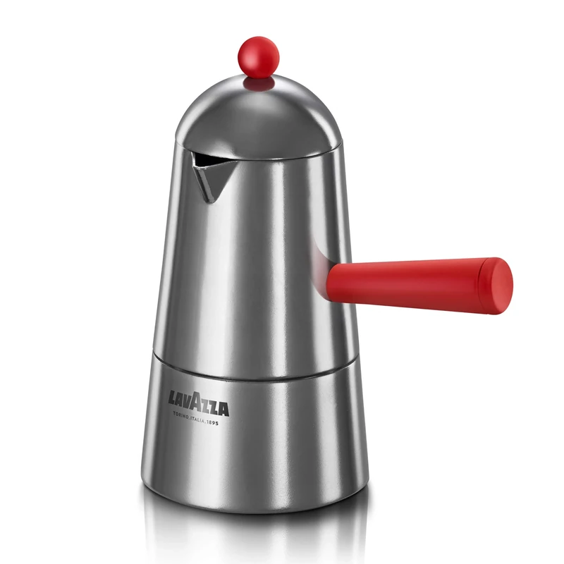 ILSA Pop Carmencita Aluminium Coffee Maker, Red Handle, 3 Cups, Silver (354157)