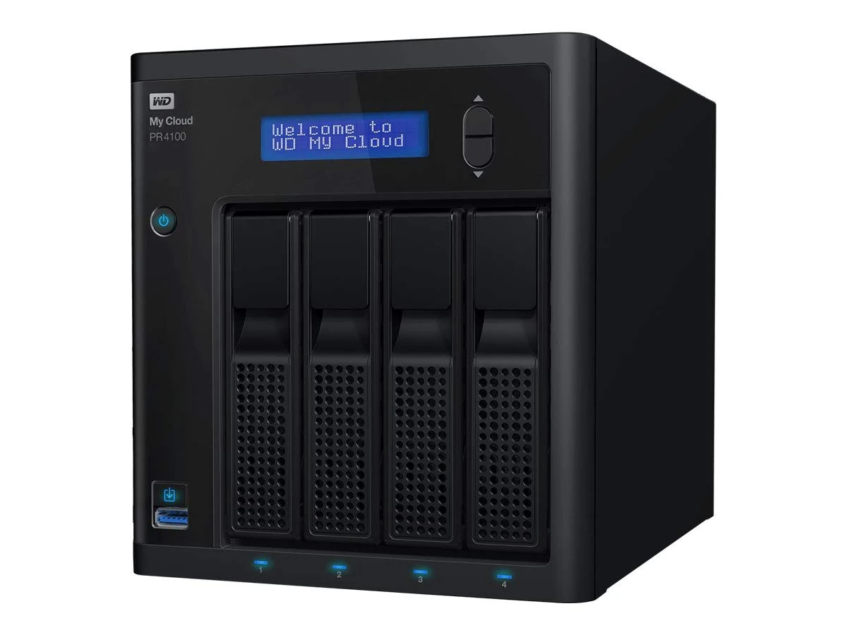 WD 56TB My Cloud PR4100 4-bay NAS - Network Attached Storage Media Server with Transcoding, with quad-core processor, 4GB DDR3L RAM and WD Red drives