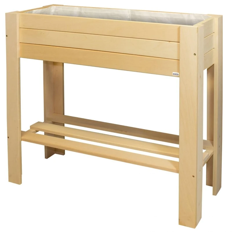 WAGNER GreenFAMILY - Raised bed - GreenBOX Light - coniferous wood, solid wood FSC®, natural, 70 x 83 x 34,5 cm, shelf, incl. plant bag - 25029001
