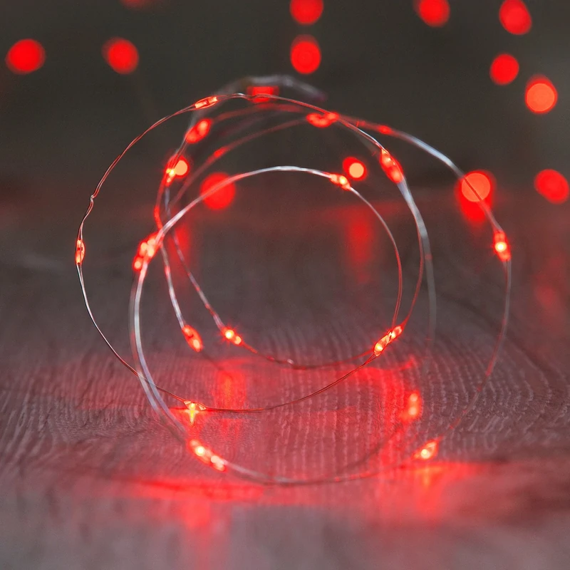 Lights4fun Set of 12 Battery Operated Fairy Lights with 20 Micro Red LEDs on Silver Wire