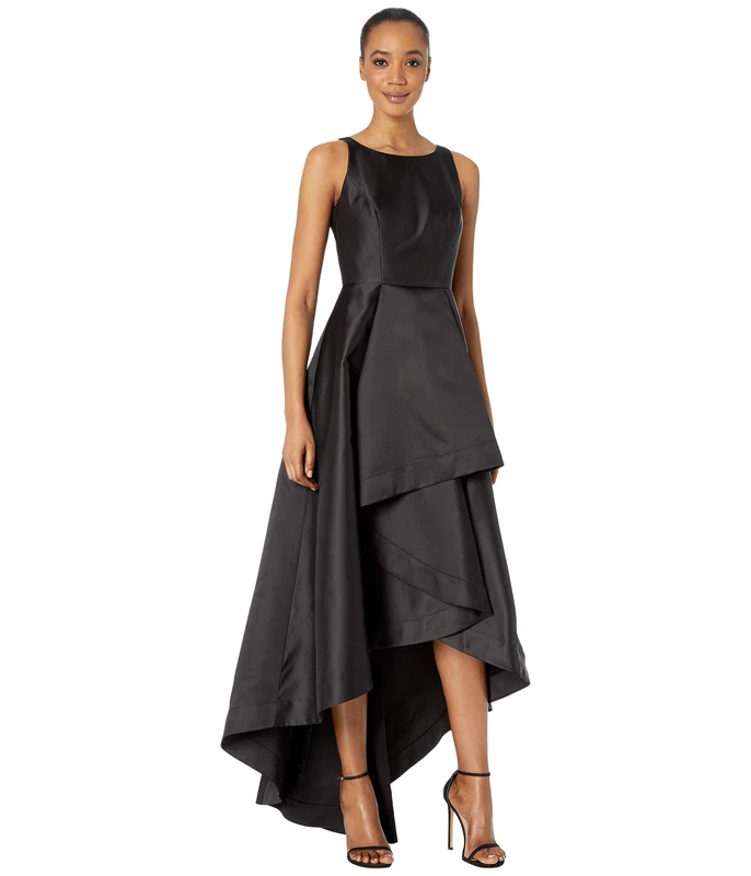 Adrianna Papell Mikado High-Low Gown - Black - 12