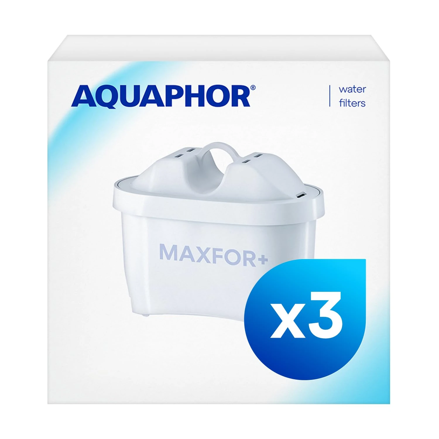 AQUAPHOR Maxfor+ Replacement Filter Cartridge Pack of 3 - Compatible with All Aquaphor Maxfor+ Filter jugs and Brita Maxtra+ Reduces limescale, Chlorine and Other impurities.