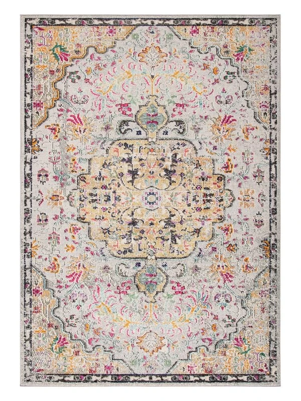 SAFAVIEH Boho Rug for Living Room, Dining Room, Bedroom - Madison Collection, Short Pile, in Grey and Gold, 91 X 152 cm