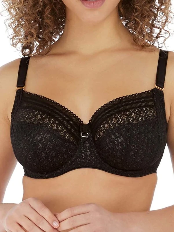 Freya Women's Viva Underwire Side Support Bra Full Coverage, Opaque, Lace Noir, 34K US