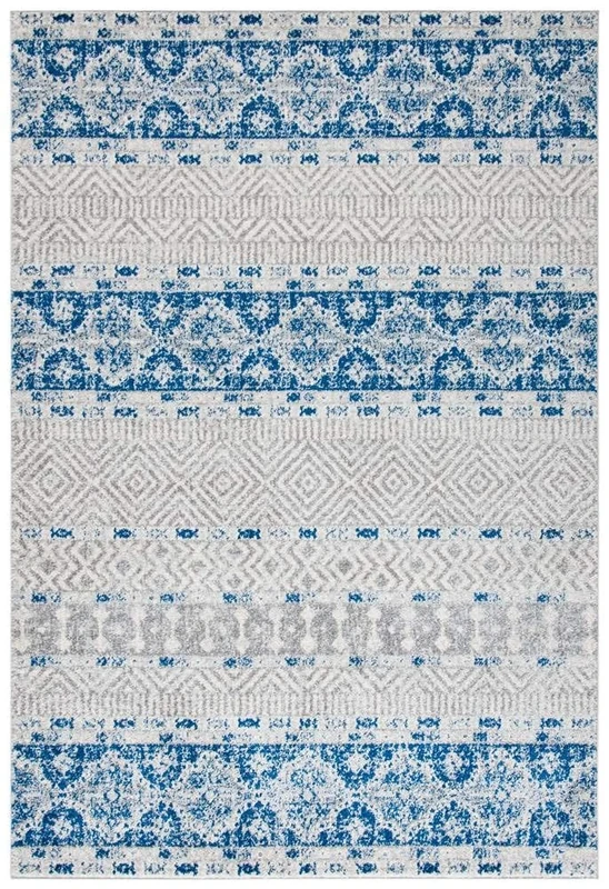 Safavieh Modern Chic Indoor Woven Rectangle Area Rug, Madison Collection, MAD797, in Silver / Navy, 91 X 152 cm for Living Room, Bedroom or Any Indoor Space