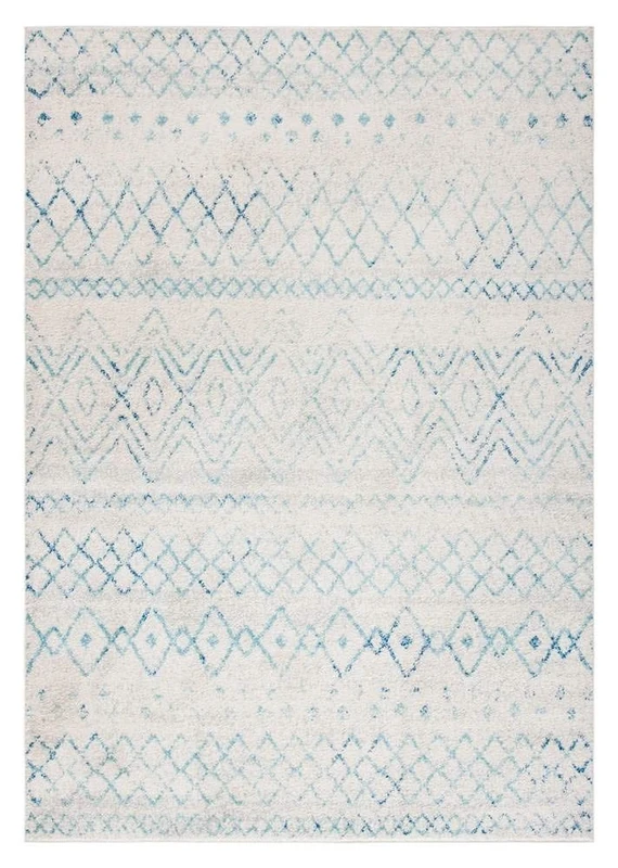 Safavieh Modern Chic Indoor Woven Rectangle Area Rug, Madison Collection, MAD798, in Ivory / Aqua, 91 X 152 cm for Living Room, Bedroom or Any Indoor Space