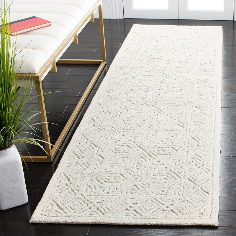 Safavieh Contemporary Rug for Living Room, Dining Room, Bedroom - Textural Collection, Short Pile, in Ivory, 84 X 145 cm
