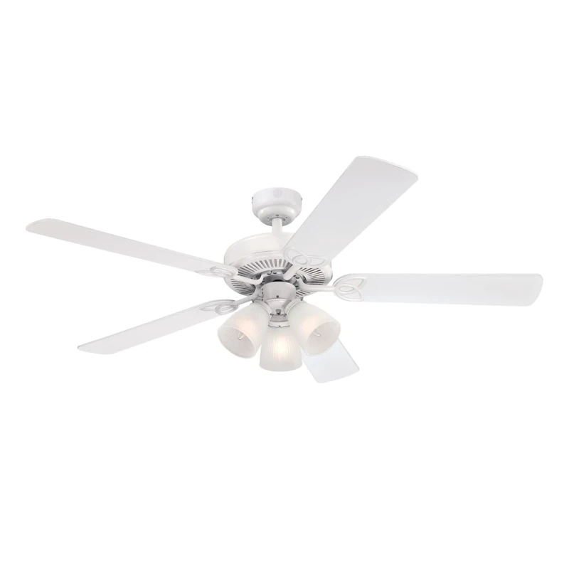 Westinghouse Lighting 7236400 Vintage Indoor Ceiling Fan with Light, 52 Inch, White